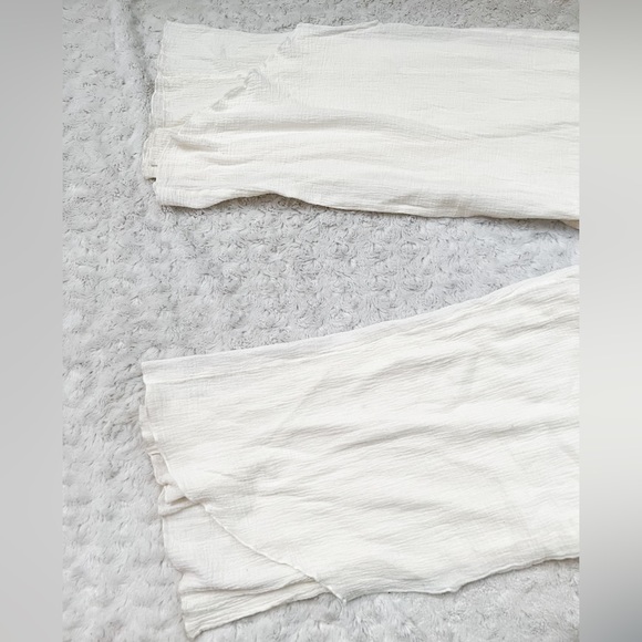 SOFT SURROUNDING Gauzy Wide Leg Cream Ruffle Hem Layered Pants - Picture 4 of 11